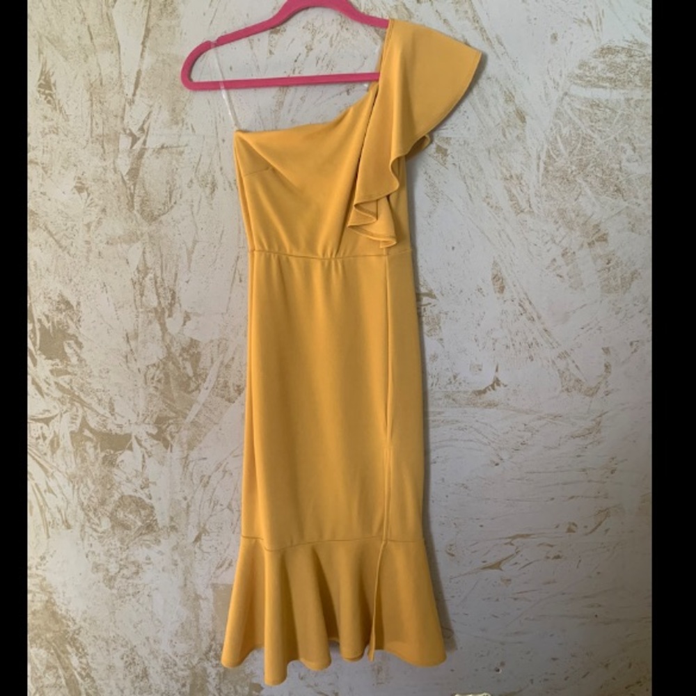 ONE SHOULDER RUFFLE MIDI DRESS - Picture 4 of 4